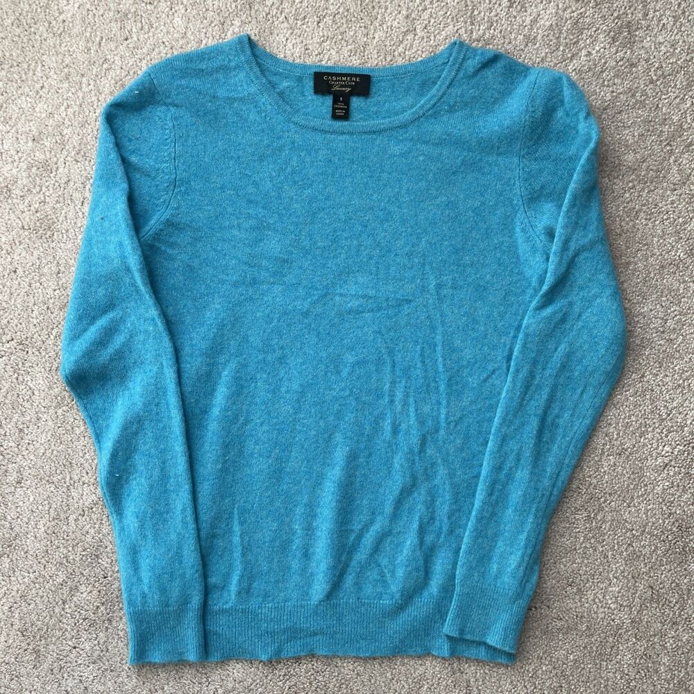 Charter Club Cashmere Sweater Womens Small Blue Crewneck Quiet Luxury Spring